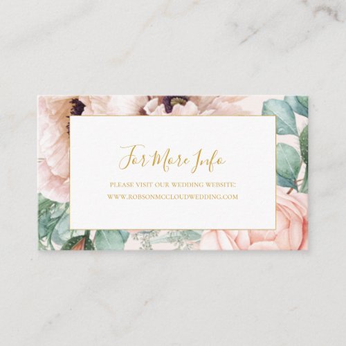  Elegant Blush Floral Garden  Pastel Wedding Enclosure Card