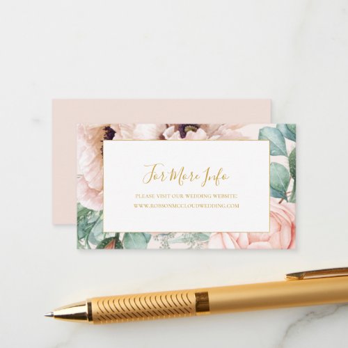  Elegant Blush Floral Garden  Pastel Wedding Enclosure Card