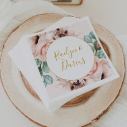 Elegant Blush Floral Garden | Pastel Wedding Napkins