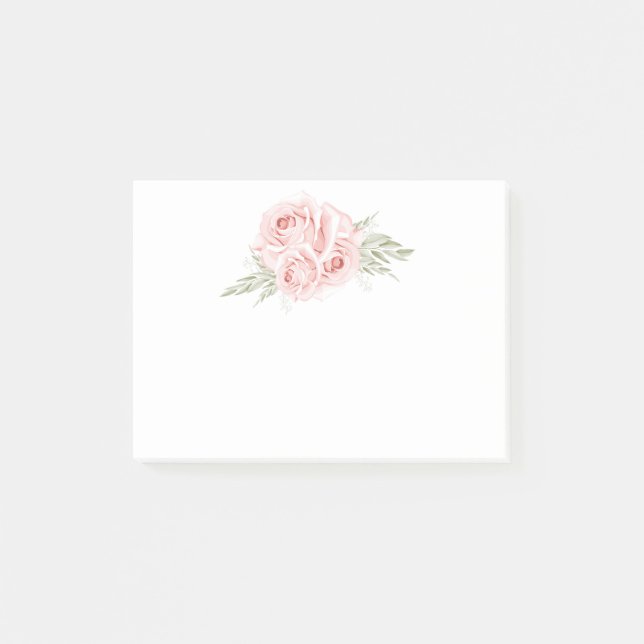 Elegant Blush Floral Garden Pink Rose Note (Front)