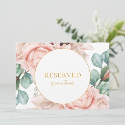 Elegant Blush Floral Garden  Reserved Sign