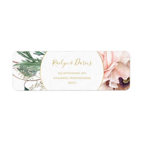 Elegant Blush Floral Garden  Return Address Label