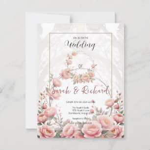 Elegant Blush Floral Garden Romantic Wedding Postcard