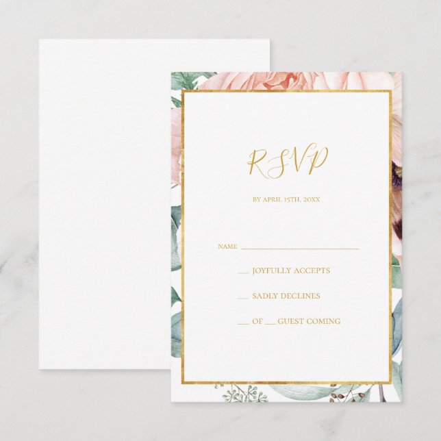 Elegant Blush Floral Garden | RSVP Card (Front/Back)