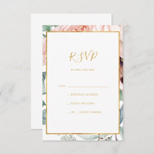 Elegant Blush Floral Garden  RSVP Card