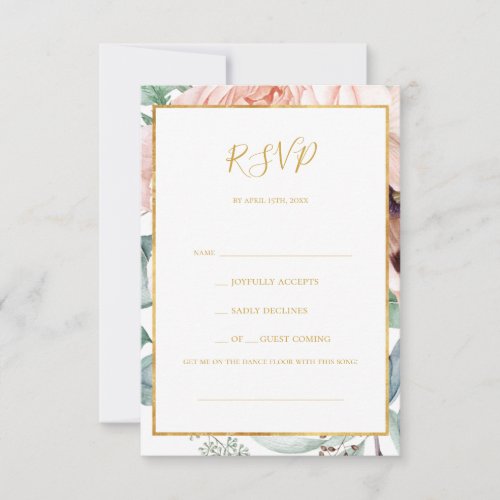 Elegant Blush Floral Garden Song Request RSVP Card