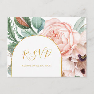 Elegant Blush Floral Garden Song Request RSVP Postcard