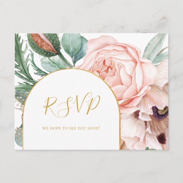 Elegant Blush Floral Garden | Song Request RSVP Postcard (Front)