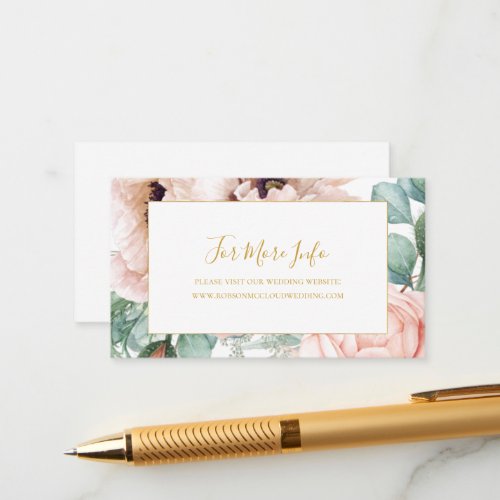  Elegant Blush Floral Garden  Wedding Enclosure Card