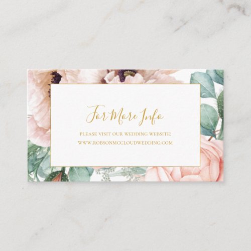  Elegant Blush Floral Garden  Wedding Enclosure Card