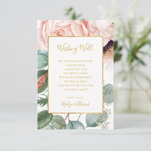 Elegant Blush Floral Garden   Wedding Wishing Well Enclosure Card