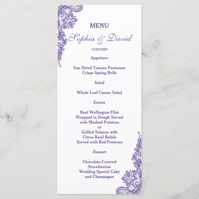 Elegant Blush Floral Gold Frame Wedding Menu (Front)