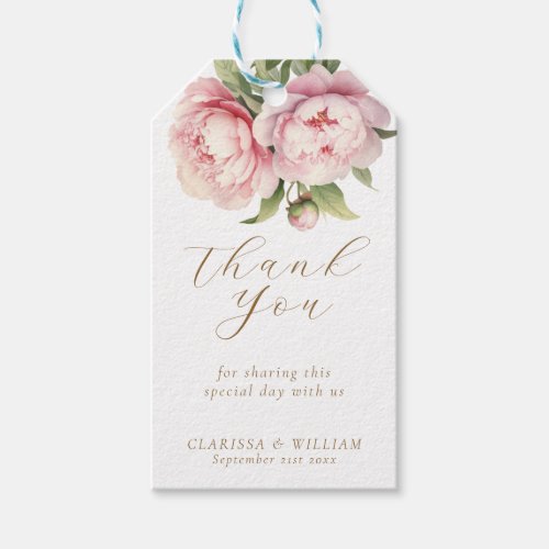 Elegant Blush Floral Gold White Wedding Favor Gift Tags