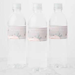  Elegant Blush floral greenery Water Bottle Label
