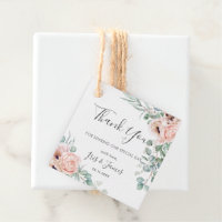 Elegant Blush Floral Greenery Wedding Thank You Favor Tags
