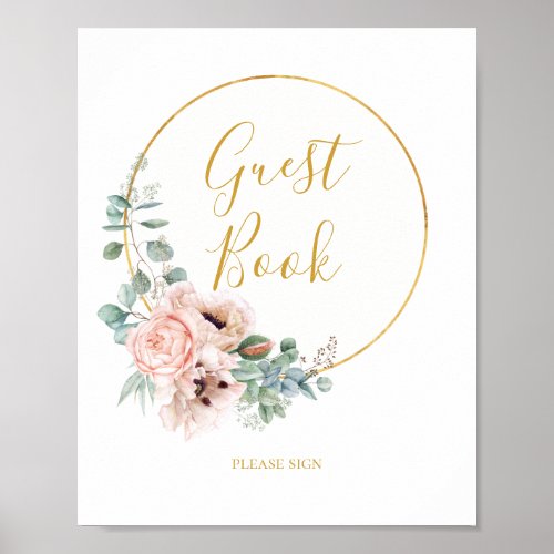 Elegant Blush Floral  Guest Book Sign