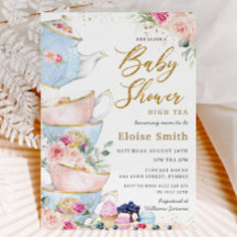 Elegant Blush Floral High Tea Party Baby Shower