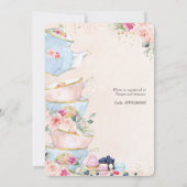 Elegant Blush Floral High Tea Party Bridal Shower Invitation (Back)