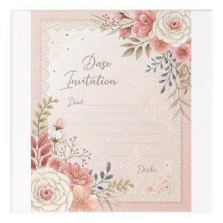 Elegant Blush Floral Lace Wedding Invitation Templ Acrylic Print