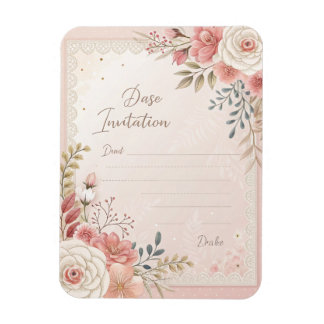 Elegant Blush Floral Lace Wedding Invitation Templ Magnet
