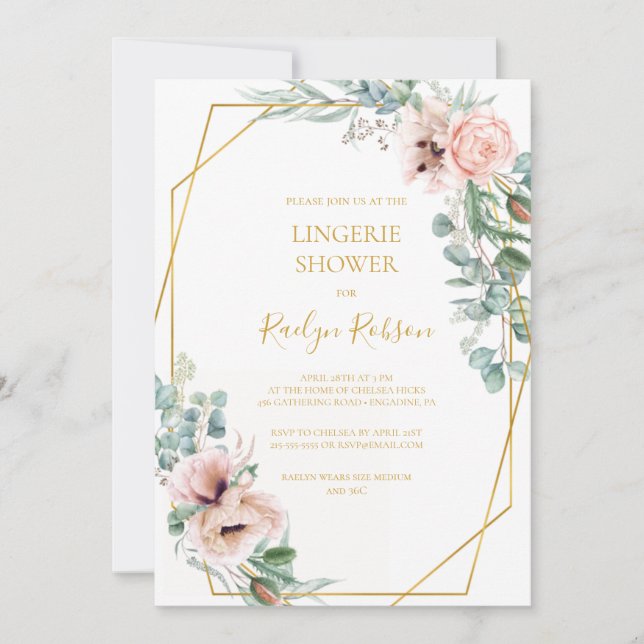 Elegant Blush Floral | Lingerie Shower Invitation (Front)