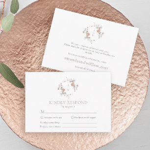Elegant Blush Floral Monogram RSVP & Info Card