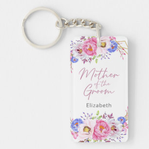 Elegant Blush Floral Mother of the Groom Keychain
