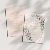 Blush Pink Floral Geometric Acrylic Wedding Invitations CAX039