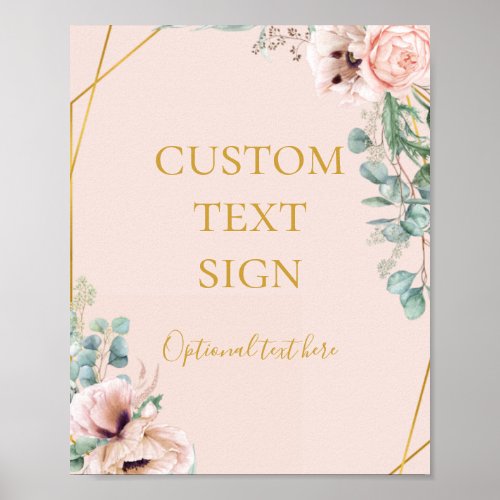 Elegant Blush Floral Pastel Cards and Gifts Custom Poster
