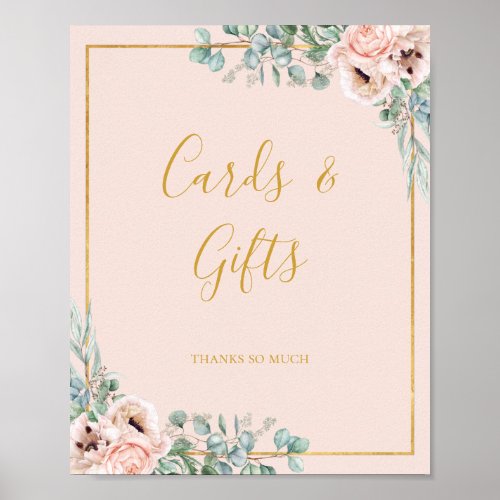 Elegant Blush Floral  Pastel Cards and Gifts Sign