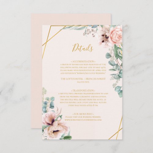 Elegant Blush Floral  Pastel Details Enclosure Card
