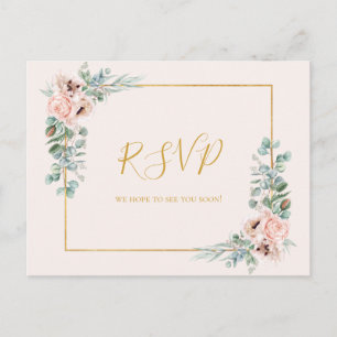 Elegant Blush Floral Pastel Menu Choice RSVP Card