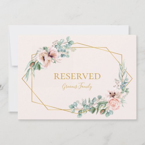 Elegant Blush Floral  Pastel Reserved Sign