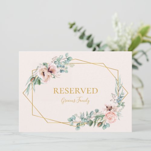 Elegant Blush Floral  Pastel Reserved Sign