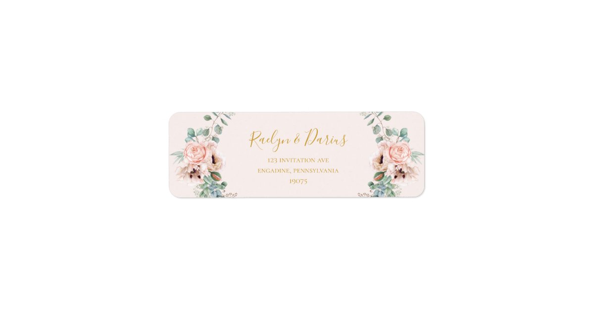 Elegant Blush Floral | Pastel Return Address Label | Zazzle