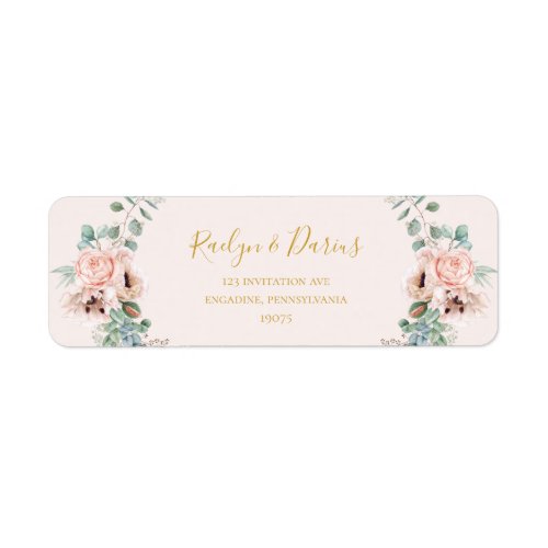 Elegant Blush Floral  Pastel Return Address Label