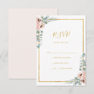 Elegant Blush Floral Pastel RSVP Card