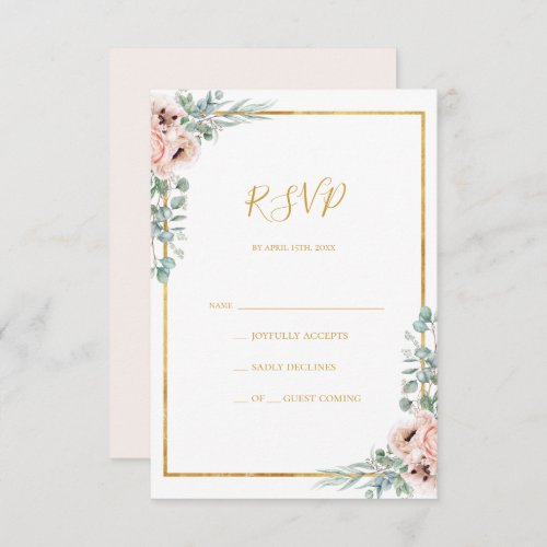 Elegant Blush Floral  Pastel RSVP Card