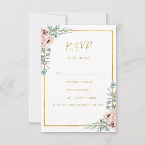 Elegant Blush Floral Pastel Song Request RSVP Card