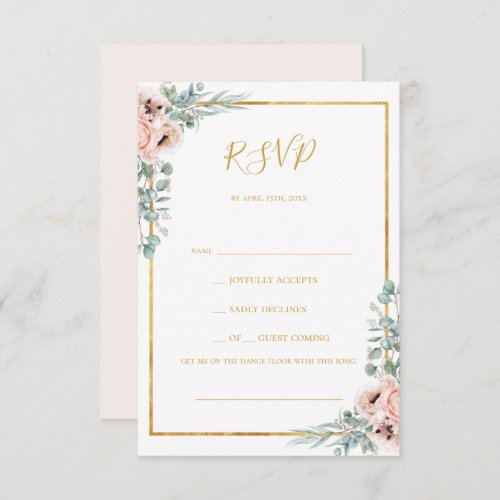 Elegant Blush Floral Pastel Song Request RSVP Card