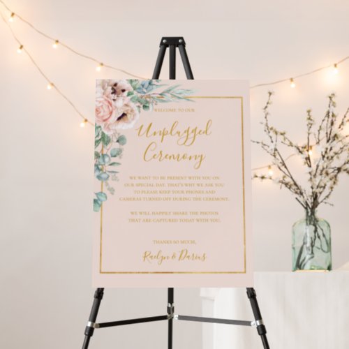 Elegant Blush Floral  Pastel Unplugged Ceremony Foam Board
