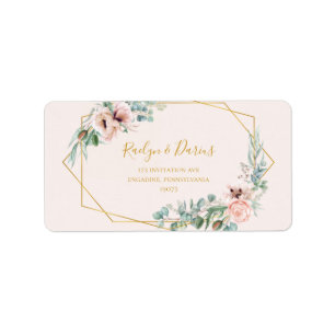 Elegant Blush Floral Pastel Wedding RSVP Address Label