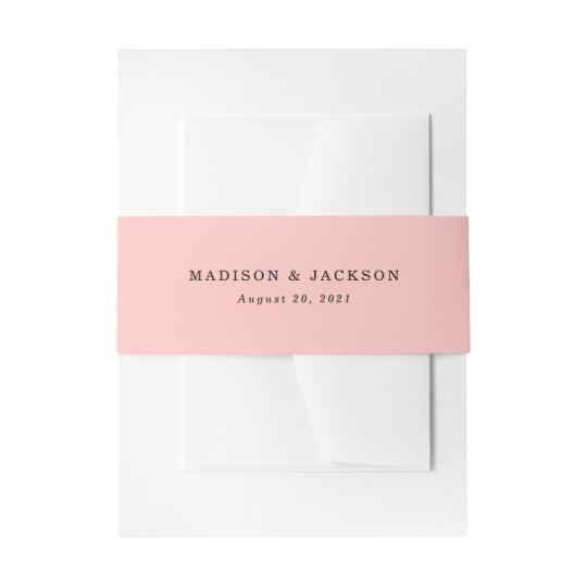 Elegant Blush Floral Personalized Wedding Invitation Belly Band