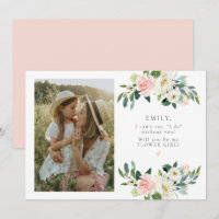 Elegant Blush Floral Photo Flower Girl Proposal