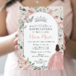 Elegant Blush Floral Princess Silver Quinceañera Invitation<br><div class="desc">Personalize this soft blush floral silver Quinceañera / Sweet 16 birthday invitation easily and quickly. Simply click the customize it further button to edit the texts, change fonts and fonts colors. Featuring pretty pastel blush pink flowers, delicate greenery and a girl dressed in a glittering blush gown. Matching items available...</div>