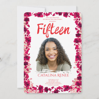 Elegant Blush Floral Quinceañera Invitation