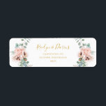 Elegant Blush Floral | Return Address Label<br><div class="desc">This elegant blush floral | return address label is perfect for your boho, pink spring botanical wedding. Design includes a floral frame featuring a simple watercolor peach champagne rose, minimalist sage green eucalyptus greenery, and a modern unique neutral, coral poppy wildflower. The design is one of luxury, ideal for a...</div>