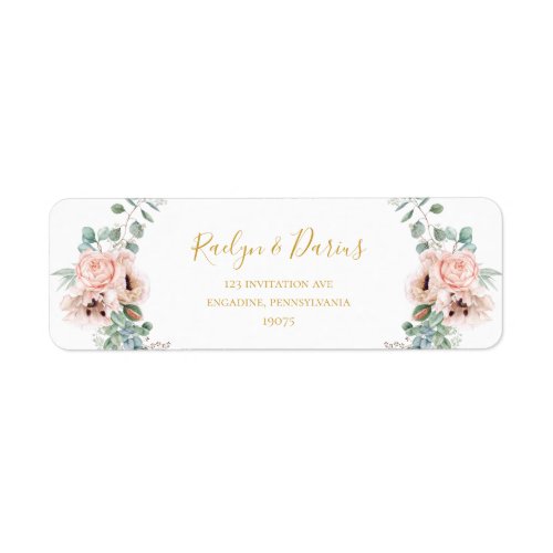 Elegant Blush Floral  Return Address Label