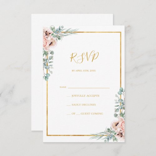 Elegant Blush Floral  RSVP Card