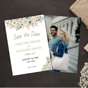 Elegant Blush Floral Save the Date Card